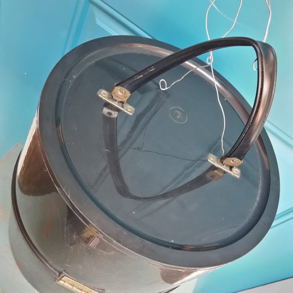 Vintage Wig Box or Hat Box Tall Narrow Suit Case Mod 60s Art Deco Contempo Hard - Picture 2 of 16